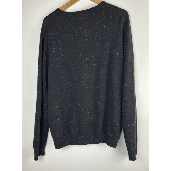 Nordstrom Men's Shop 100% Cashmere LS Crew Neck Sweater Black Speckled Medium - Picture 8 of 12